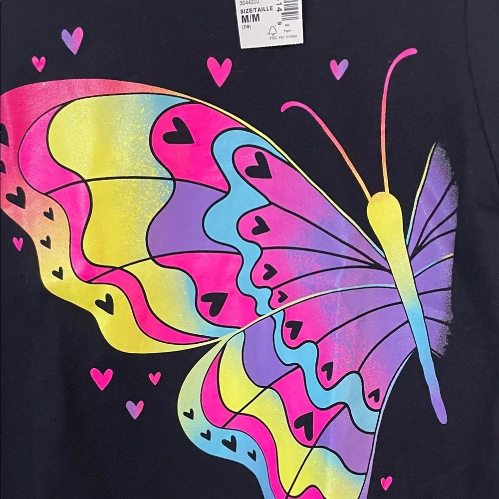 The Children's Place Black with Butterfliy Long Sleeve Tee-Medium